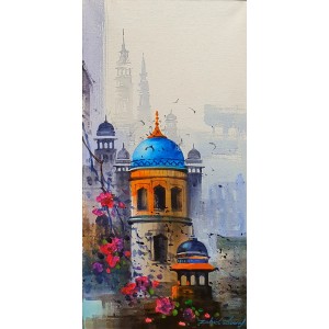 Zahid Ashraf, 12 x 24 inch, Acrylic on Canvas, Cityscape Painting, AC-ZHA-135